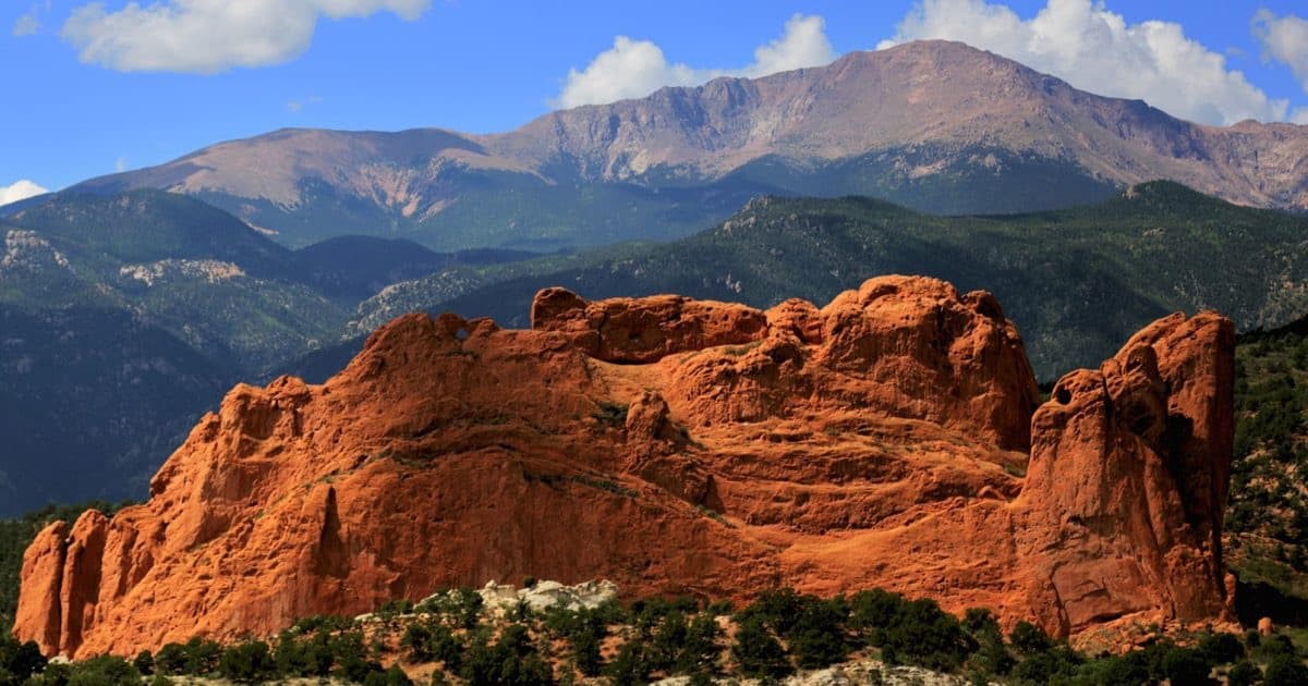 Garden of the Gods with Pikes Peak near Colorado Springs